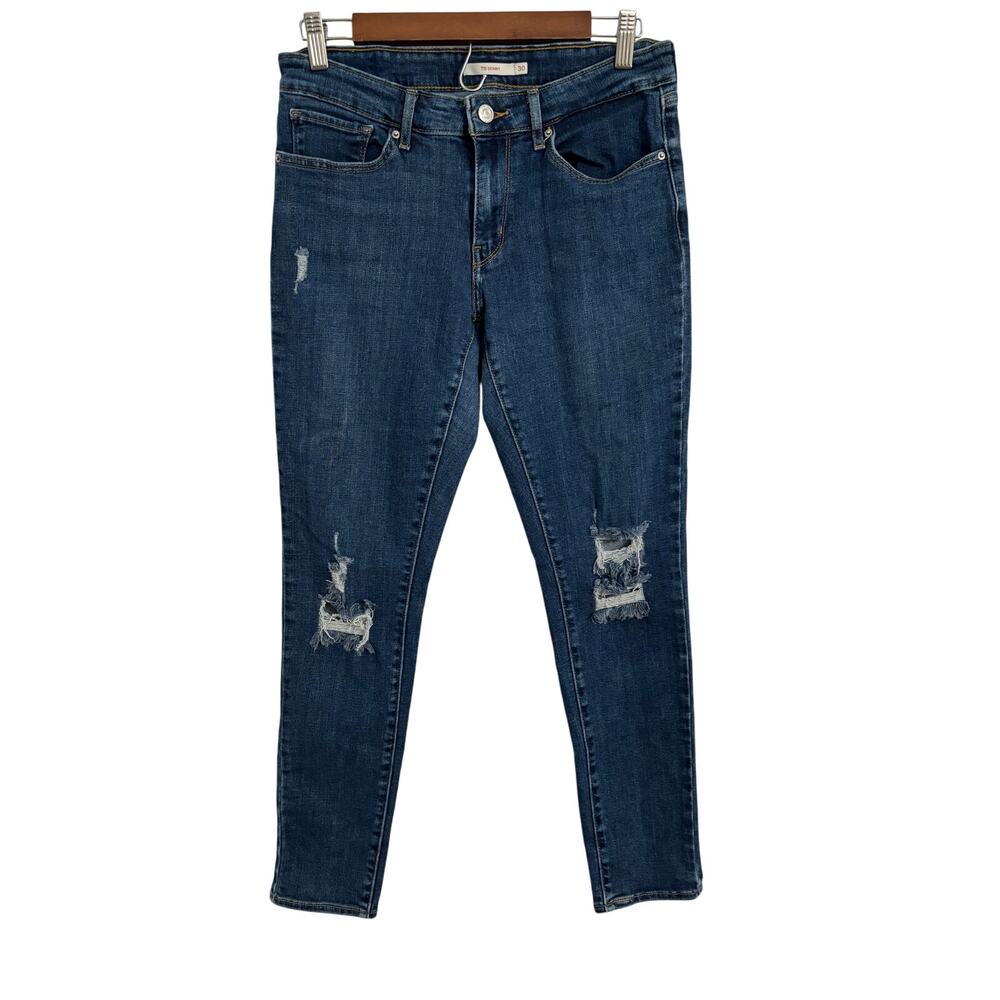 Levi's 711 Skinny Women's 30 Ripped Jeans Rockabilly 90's Y2K Sexy Rocker Urban